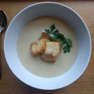 Austrian Garlic Soup and Croutons