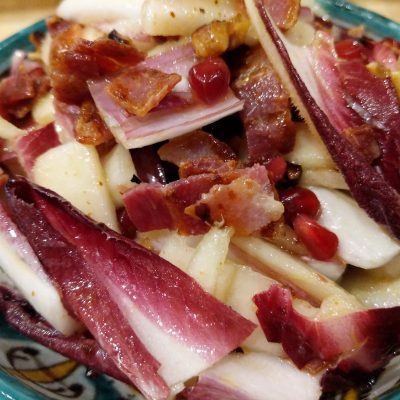 Radicchio, bacon and pear salad