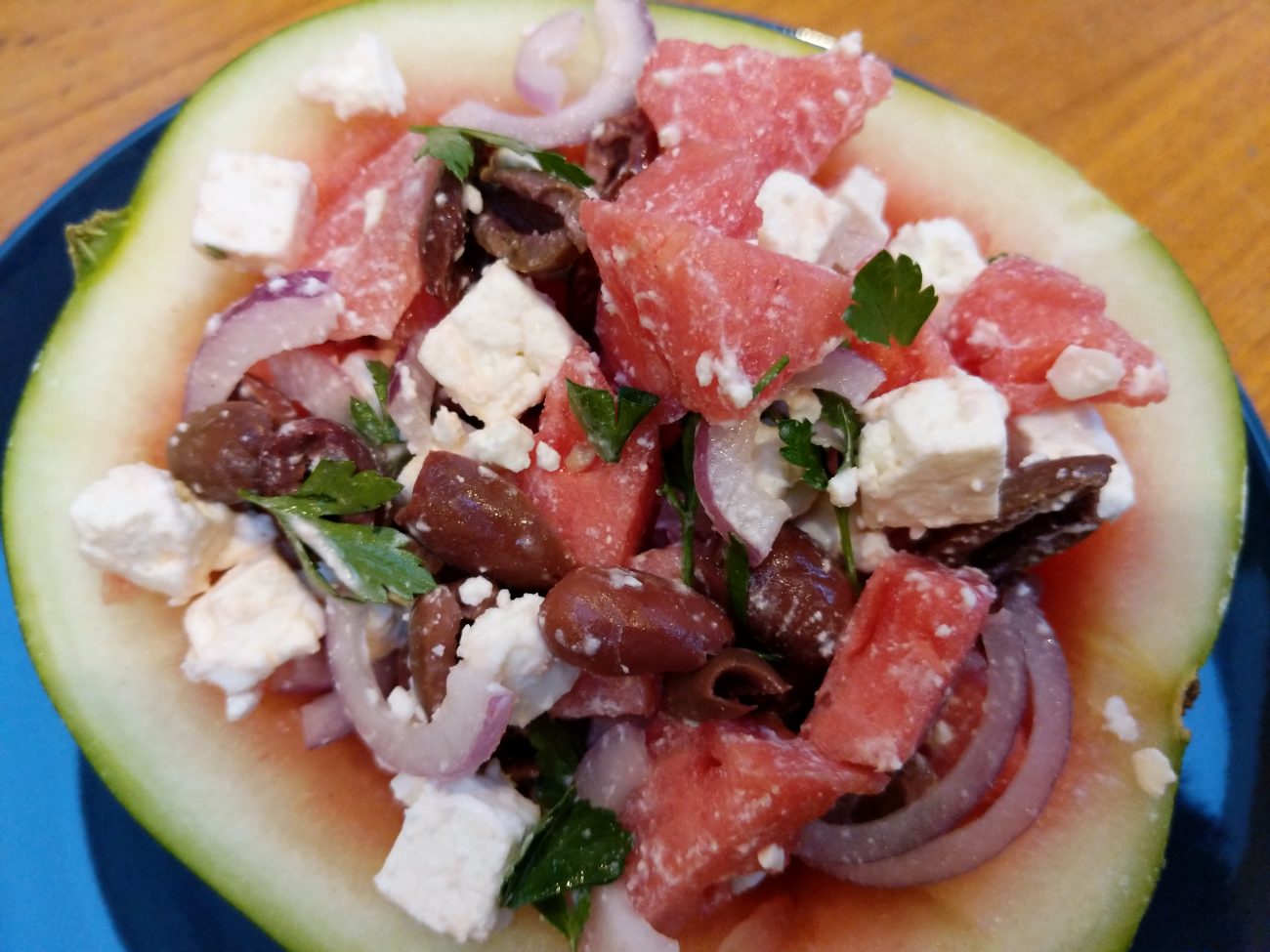 Watermelon, Feta and Black Olive Salad