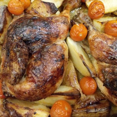 Roasted Hen with Potatoes and Apples